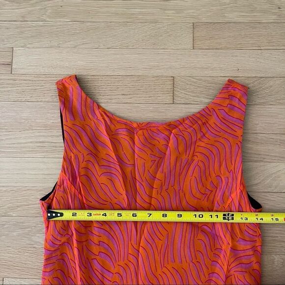 Vintage Pink and Orange Patterned High Neck Maxi Dress - Picture 8 of 16